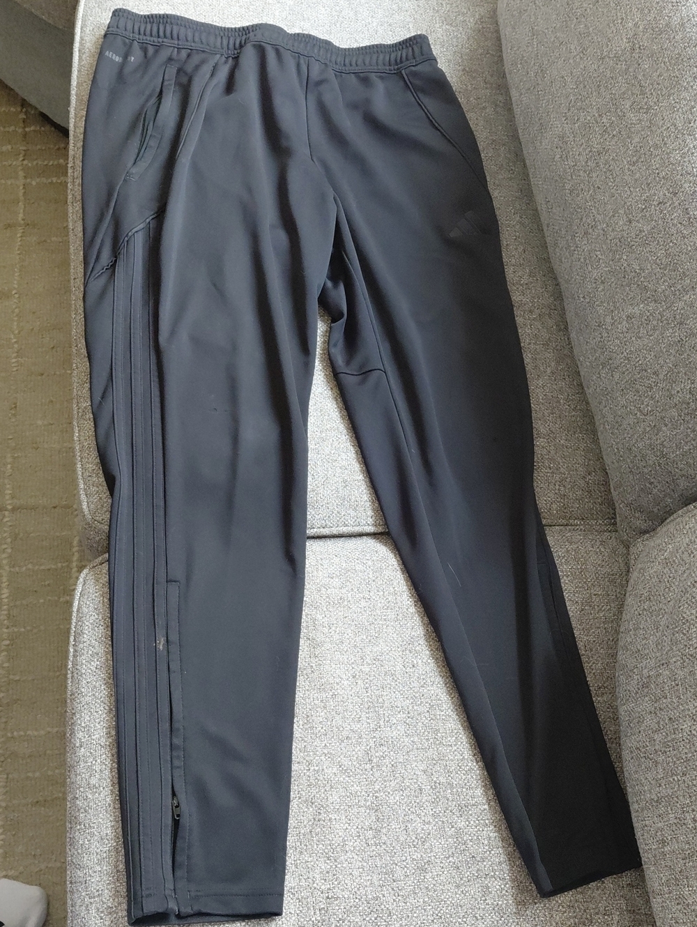 adidas Men's Black Slim Track Joggers with Zip Ankles